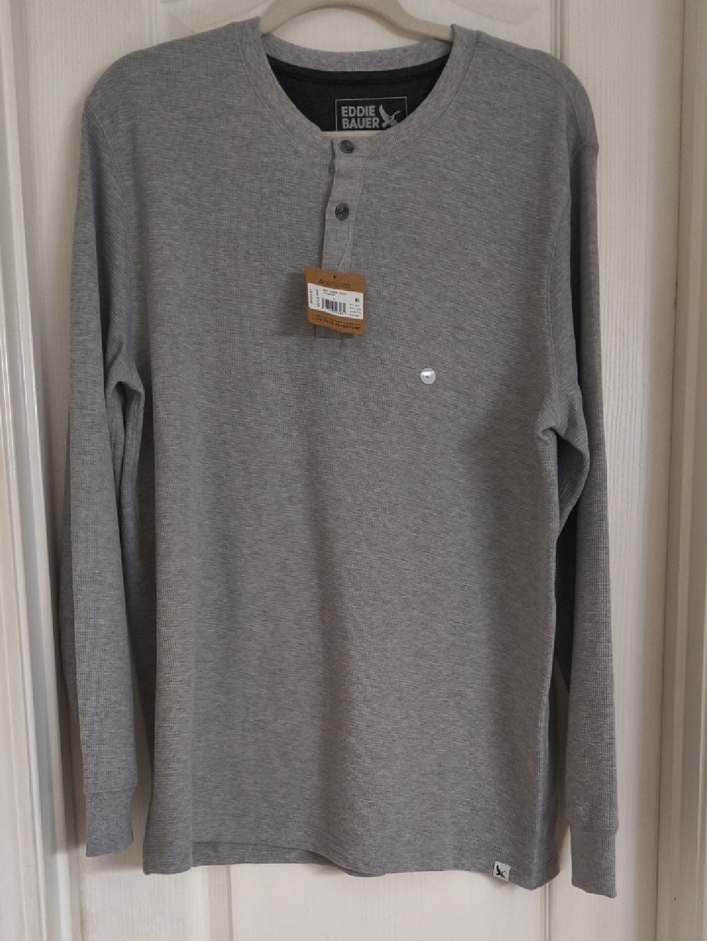 Eddie Bauer Men’s Heather Grey Long-Sleeve Henley